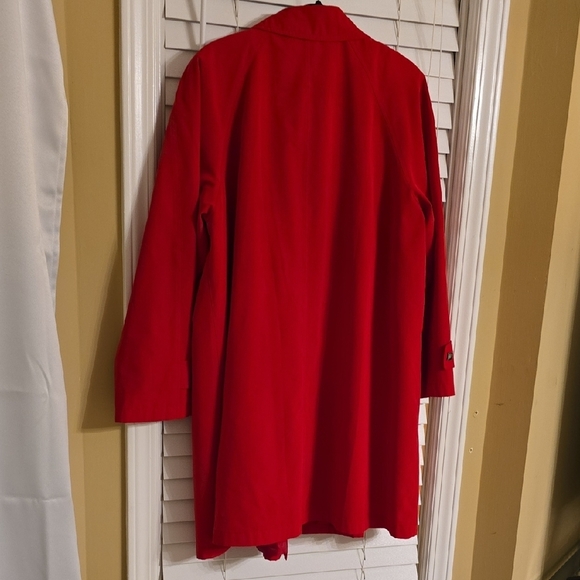 Gallery Red Trench Coat Tailored Elegance Rain Coat - Picture 3 of 13
